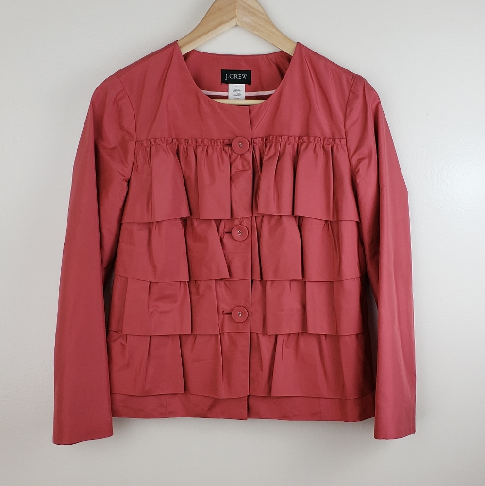 J.Crew Coral Silk Jacket